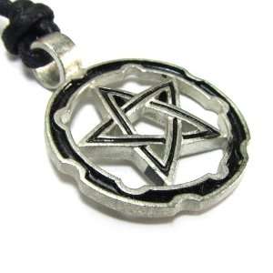   Pentagram for the Black Mass, Pewter Pendant with Corded Necklace