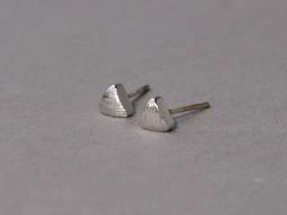 SCRATCHED TINY TRIANGLE   925 sterling silver stud earrings   WHITE 