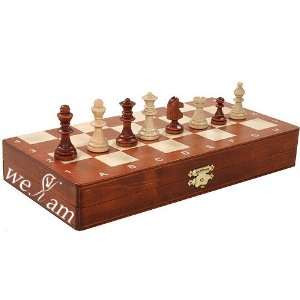  Magnetic Wooden Inlaid Travel Chess Set: Toys & Games