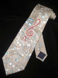 NEW MUSIC NOTE NECK TIE TREBLE BASS CLEF GOLD ORCHESTRA  