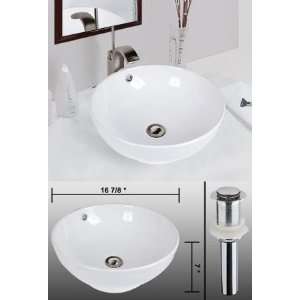  Bathroom Bowl Shape Porcelain Sink Overflow with Drain 