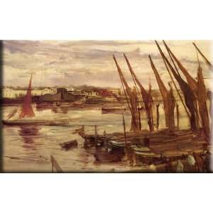 Battersea Reach 30x19 Streched Canvas Art by Whistler, James Abbott 