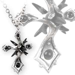  Caltrop Cross   Alchemy Gothic Pendant Necklace: Jewelry