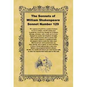   A4 Size Parchment Poster Shakespeare Sonnet Number 129
