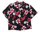 Womens LA CABANA Hawaiian Aloha Shirt TROPICAL FLORAL Black & Merlot 