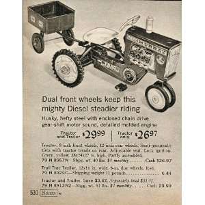  1966 Toy Ad Diesel Murray Steel Riding Tractor Trailer 
