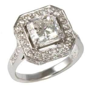  Platinum Radiant Diamond Engagement Ring: Jewelry