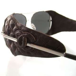 CHANEL Lambskin Aviator Sunglasses Case 4192Q Brown  