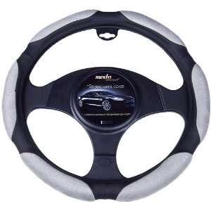   Grey/Black Small Ergo Supreme Leather Steering Wheel Cover: Automotive