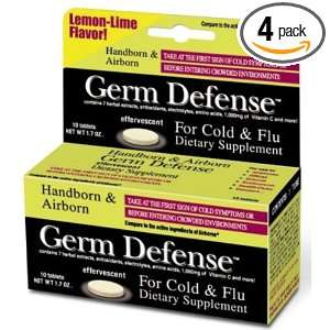 Germ Defense Effervescent Dietary Supplement, Lemon Lime, 10 Tablets 