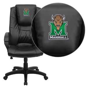   Herd Embroidered Black Leather Executive Office Chair: Office Products