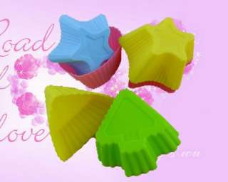 Set 24pc Cupcake Muffin Mold Cake Silicone Lot 4 Shapes  