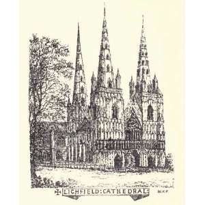   Art Greetings Card Lichfield Cathedral Staffordshire