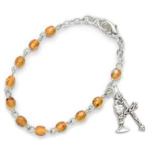  3mm November Topaz Birthstone Rosary Beads First Communion 
