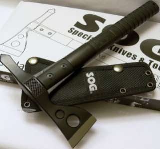 SOG Tactical Combat Black Fast Hawk Tomahawk Axe Knife w/Case  