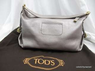 Tods Kate Bauletto Silver Leather Bag W/ Dustbag  