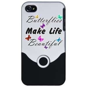  iPhone 4 or 4S Slider Case Silver Butterflies Make Life 