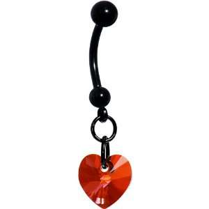   Red Heart Titanium Belly Ring MADE WITH SWAROVSKI ELEMENTS Jewelry