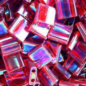  Red Ab Transparent Tila Beads 7.2 Gram Tube By Miyuki Are 