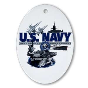  Ornament (Oval) US Navy with Aircraft Carrier Planes Submarine 