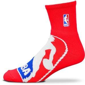  Fore Bare Feet BIG NBA Logo Red Quarter Socks Size Large 8 