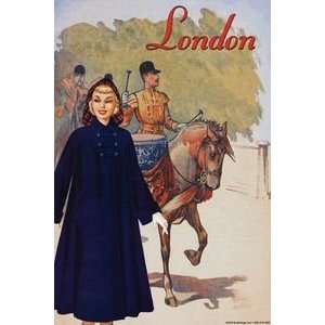  London Raincoat   12x18 Framed Print in Black Frame (17x23 