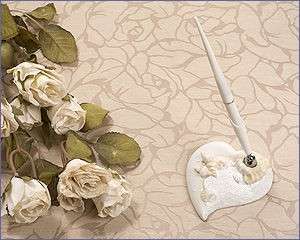 Sand Colored Beach Seashell Wedding Pen with Base Set  