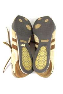 Beautiful Authentic COACH Kate Brown Gold Khaki CC LOGO SNEAKERS shoes 
