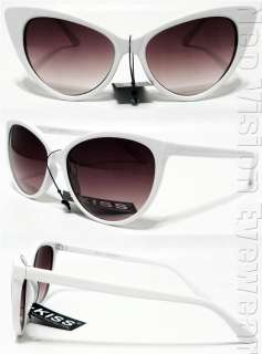 Oversized Cat Eye Sunglasses Vintage Style Smoke Lens White K77  