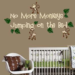 No More Monkeys Jumping on the Bed Wall Decal Vinyl Wall Nursery Room 