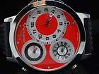 MEN CURTIS & CO BIG TIME WORLD 3 TIME ZONE RED WATCH