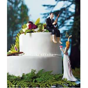    Hooked On Love Bride and Groom Fishing Cake Topper