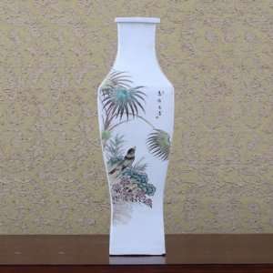  Bird Scene Rectangle Vase   Classic Type, 17 H x 6W (in 