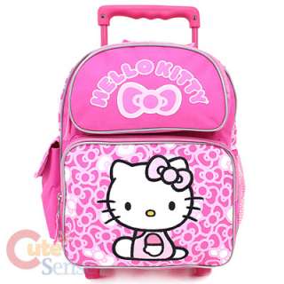 Sanrio Hello Kitty School Roller Backpack Rolling Bag Medium Pink Bows 