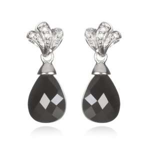  Black CZ Briolette Pear Drop Earring: CHELINE: Jewelry