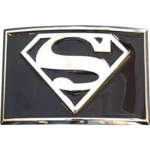  Official SUPERMAN Logo Belt Buckle Silver Black Square 