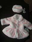   ruffle bottom faux fur coat with matching cloche hat 18m boutique