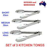Stainless Steel Utility / Kitchen Tongs with Clip  