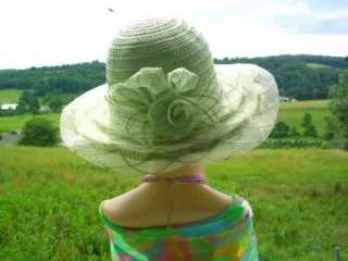 Ladies Green Wedding Church Hat Womens Dress Tea Hats  