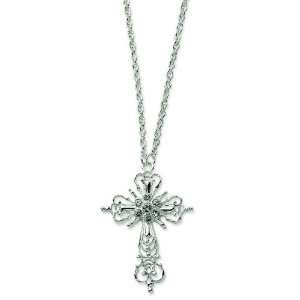  Silver Tone Crystal Cross 30 Necklace Jewelry
