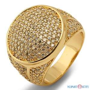   Gold Plated Championship Style Micro Pave CZ Bling Bling Ring: Jewelry