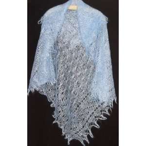  Russian Orenburg Lace Knitted Shawl BLUE (#2020) 