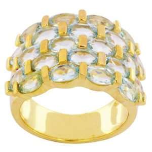   18k Gold Over Sterling Silver Sky Blue Topaz Wide Band Ring: Jewelry