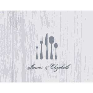  Woodgrain Dinner Silver Thank You Cards 