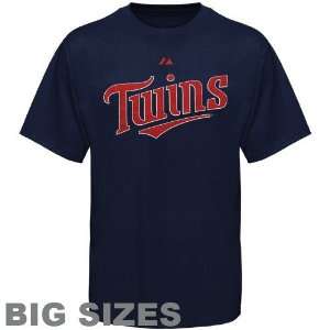 MLB Majestic Minnesota Twins Navy Blue Team Logo Big Sizes T shirt 