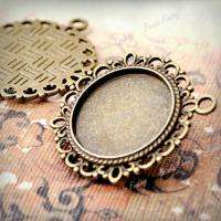10 fashion Round Charms Cabochon Settings Antique Brass bronze 