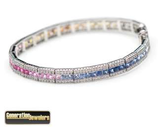 Amazing Gregg Ruth Multicolored Sapphire and Diamond Bracelet 18K 