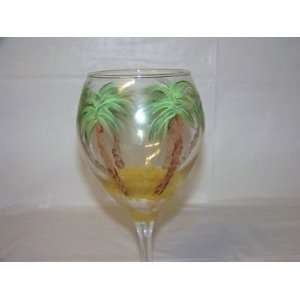  HandPainted Wine Glass Palms Trees: Everything Else