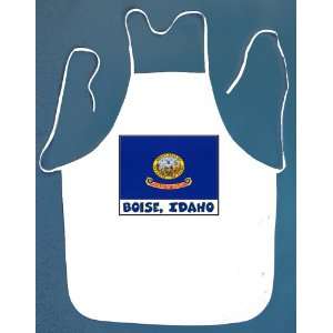 Boise Idaho BBQ Barbeque Apron with 2 Pockets White