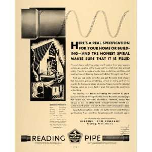 1931 Ad Reading Pipe Puddled Iron Illustration Tubing   Original Print 